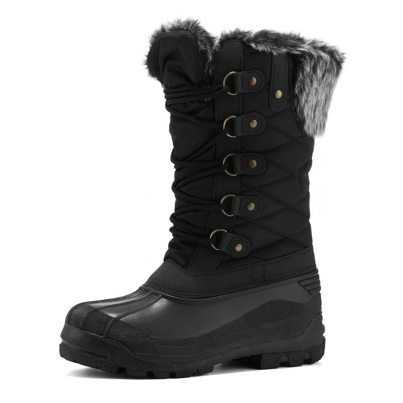 mysoft Women's Snow Boots Warm Insulated Faux Fur Lined Waterproof Mid-Calf Winter Boots - Image 1